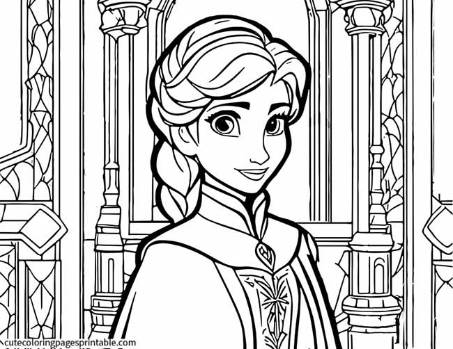 Anna Standing In A Palace Frozen Coloring Page