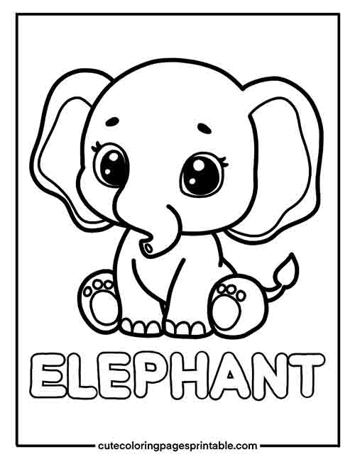 Coloring Page Of Baby Animal Elephant Sitting