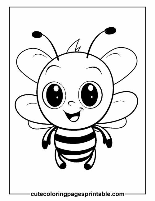 Coloring Page Of Bee Smiling With Wings Spreading