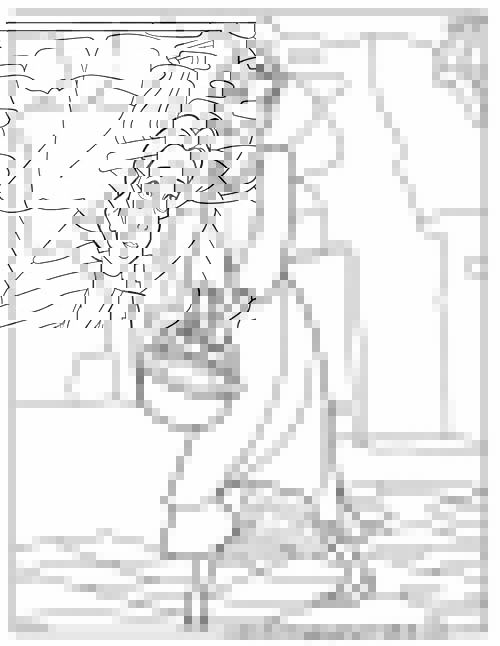 Belle Walking With A Basket Disney Princess Coloring Page