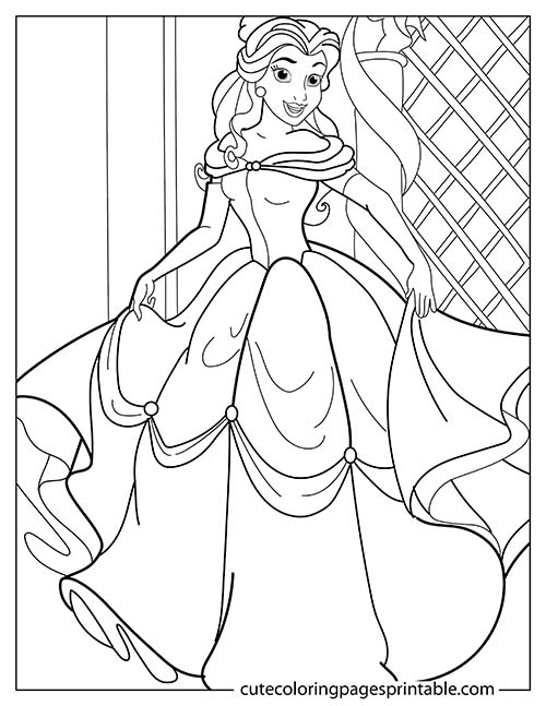 Disney Princess Coloring Page Of Belle Smiling