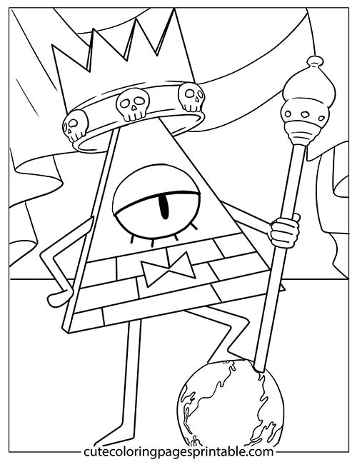 Gravity Falls Coloring Page Of Bill Cipher With A Scepter Feat Wendy