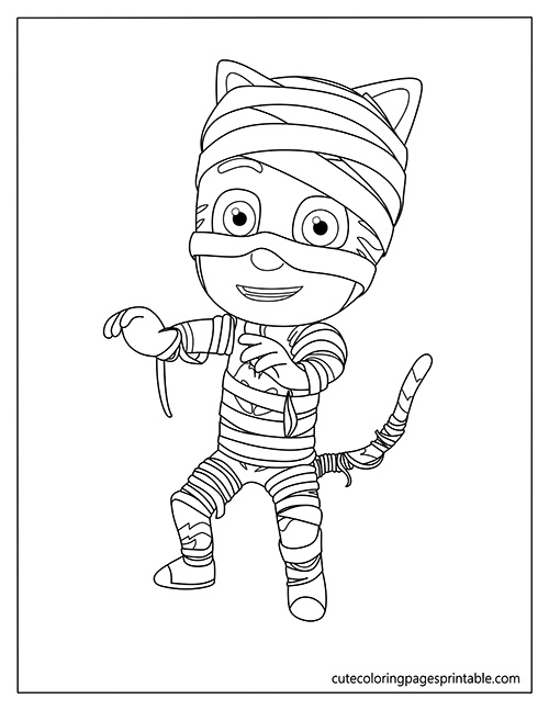 Catboy With Stripes Smiling Pj Masks Coloring Page