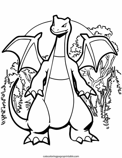 Charizard Tail Curling Pokemon Coloring Page