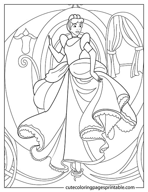 Disney Princess Coloring Page Of Cinderella Dancing With A Flowing Dress