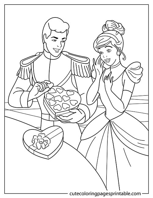 Cinderella Offering Chocolates Disney Princess Coloring Page