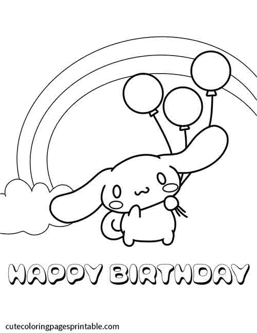 Cinnamoroll With Rainbow Arching Sanrio Coloring Page