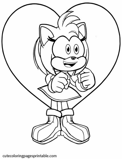 Amy Rose Smiling Sonic The Hedgehog Coloring Page
