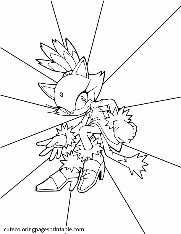 Sonic The Hedgehog Coloring Page Of Blaze The Cat Striking A Pose With Radiating Energy