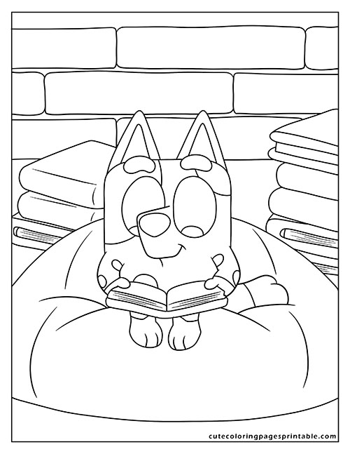 Bluey Muffin Sitting On Cushion Bluey Coloring Page