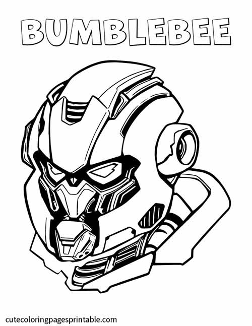 Transformers Coloring Page Of Bumblebee With Bold Lettering