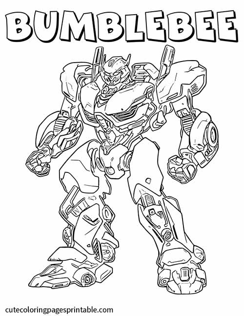 Transformers Coloring Page Of Bumblebee With Metallic Armor