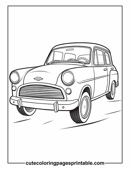 Coloring Page Of Car With Crayons