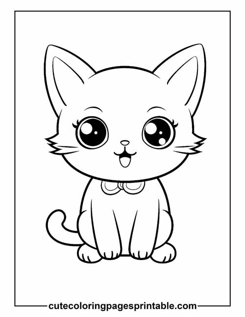 Coloring Page Of Cat Sitting With Big Eyes