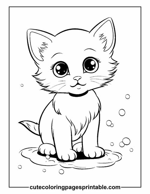 Cat With Bubbles Coloring Page