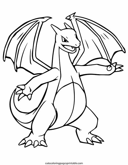Pokemon Coloring Page Of Charizard Smiling