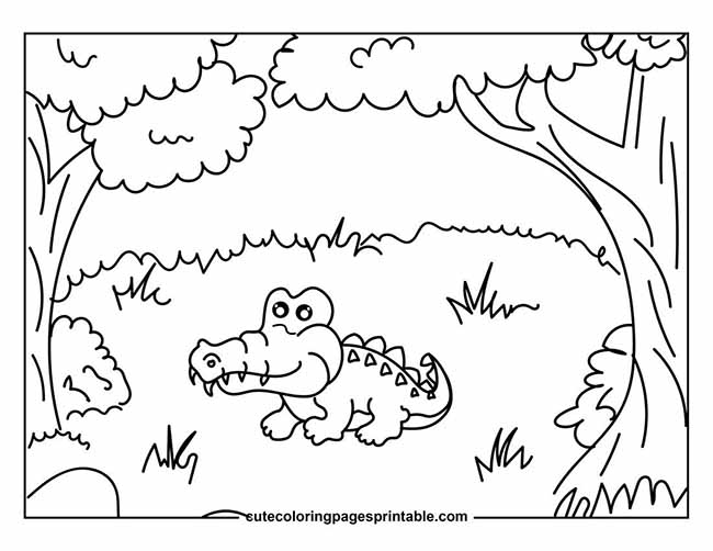 Coloring Page Of Crocodile Smiling