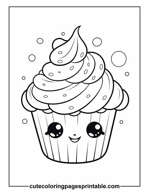 Coloring Page Of Cupcake With Cherry Topping
