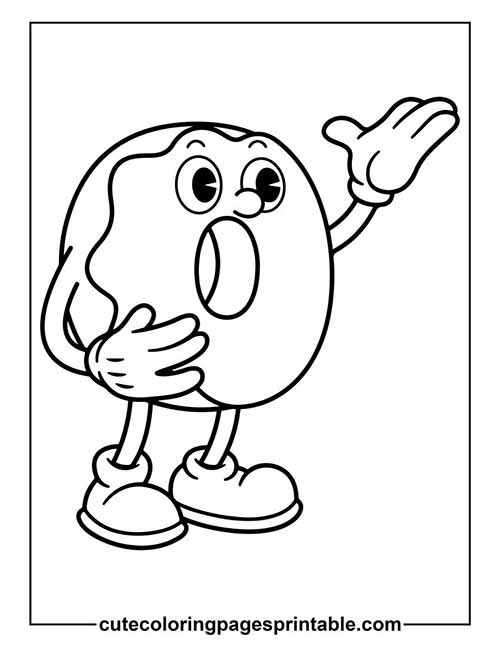Coloring Page Of Donut Waving