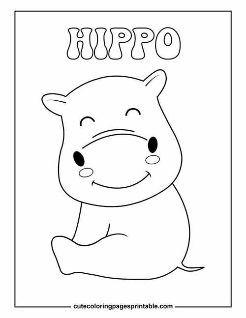 Coloring Page Of Hippo Sitting