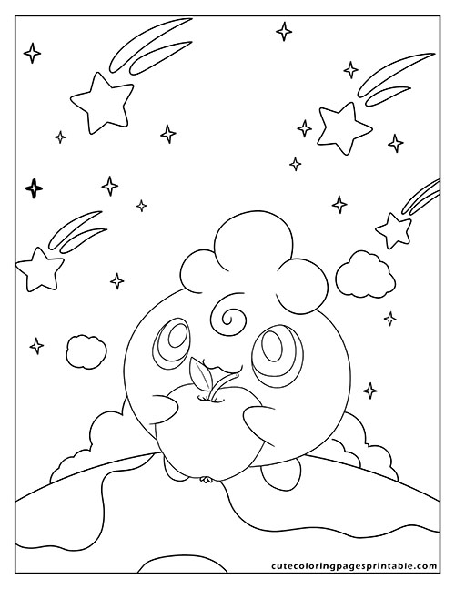 Pokemon Coloring Page Of Igglybuff Floating Among Stars