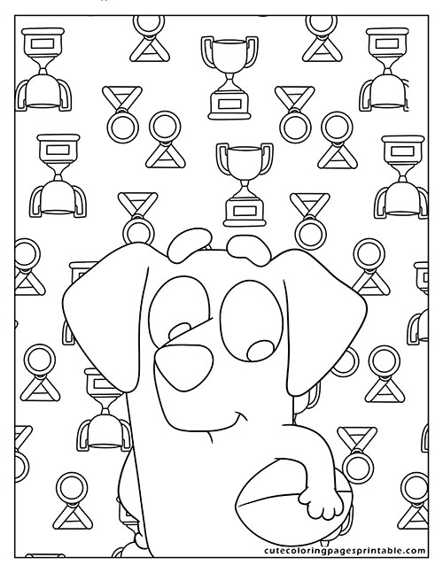 Bluey Coloring Page Of Lucky Holding Ball