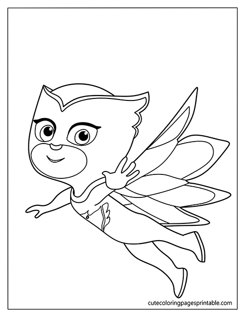 Pj Masks Coloring Page Of Owlette Soaring With Cape