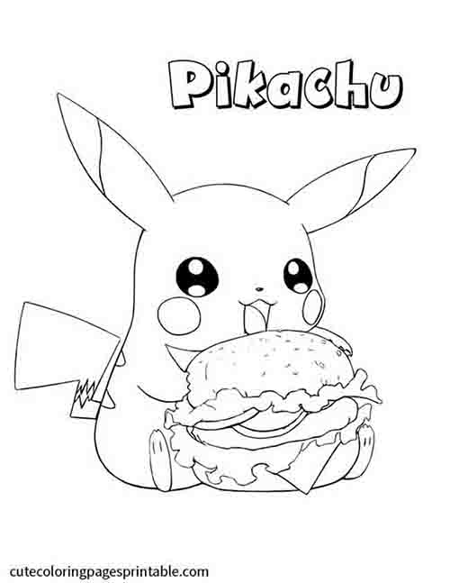 Coloring Page Of Pokemon Holding Burger
