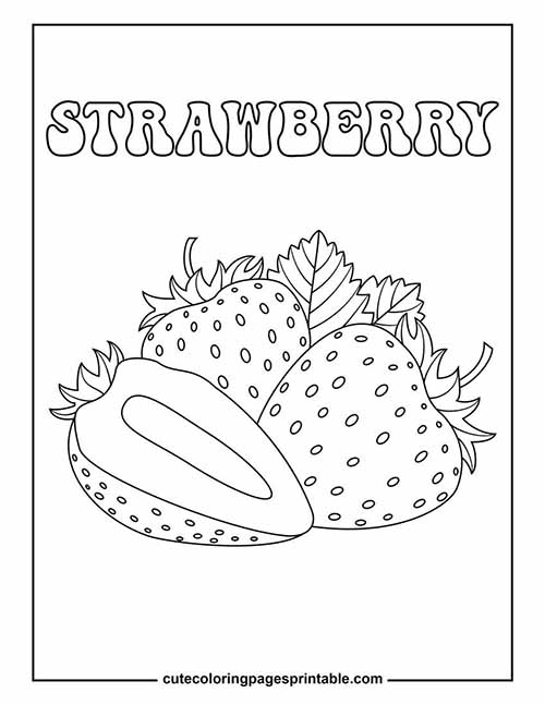 Coloring Page Of Strawberry With Friendly Leaves