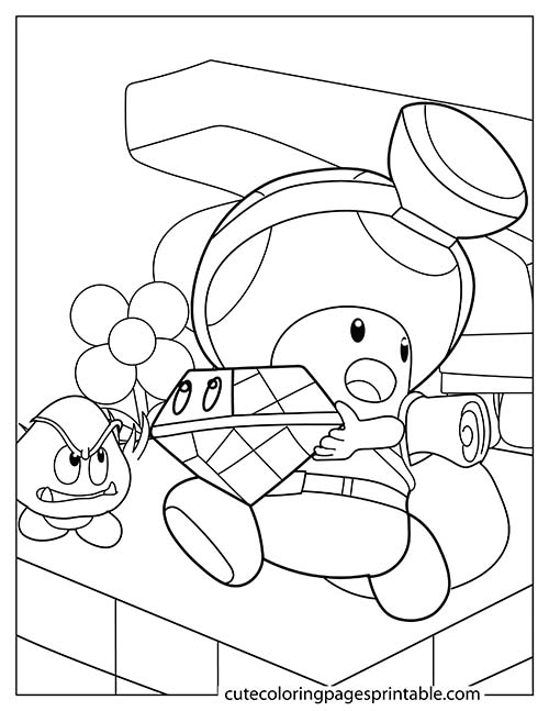 Super Mario Bros Coloring Page Of Toad Running With Hammer