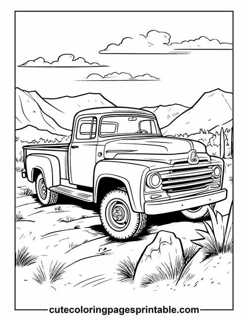Coloring Page Of Truck With Rising Clouds