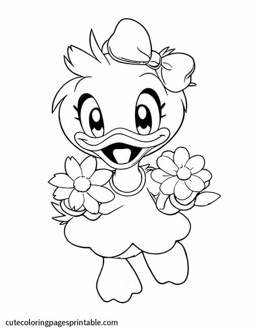 Daisy Duck Holding Flowers Disney Coloring Page