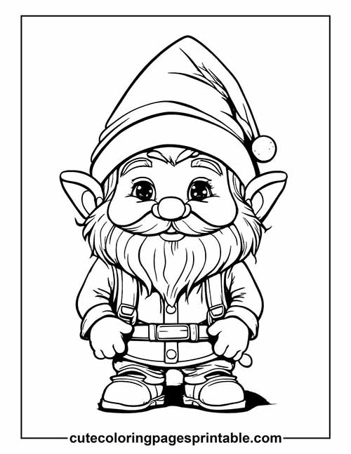 Coloring Page Of Elf With Belt Smiling