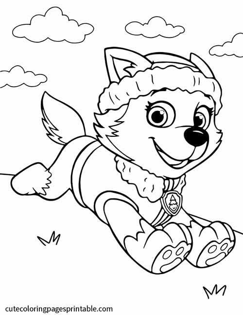 Everest With Clouds Smiling Paw Patrol Coloring Page