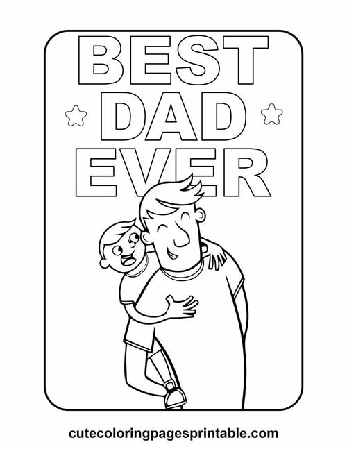 Coloring Page Of Fathers Day Smiling And Hugging