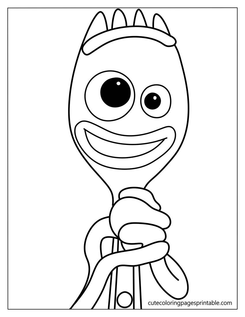 Forky Smiling Toy Story Coloring Page