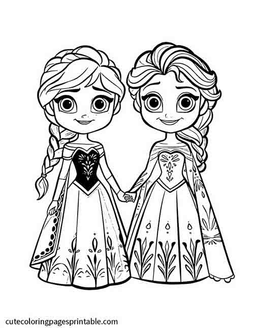 Holding Hands Frozen Coloring Page