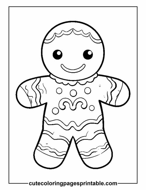 Coloring Page Of Gingerbread Man With Decorative Icing