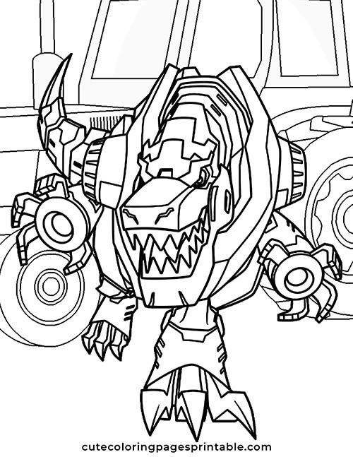 Grimlock With Cars Transformers Coloring Page