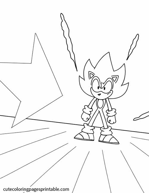 Hyper Sonic With Spikes Pointing Outward Sonic The Hedgehog Coloring Page