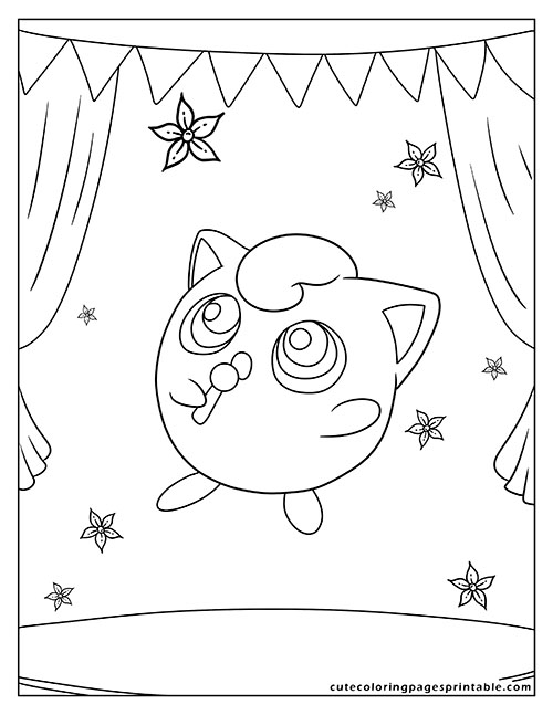 Jigglypuff With Flowers Pokemon Coloring Page