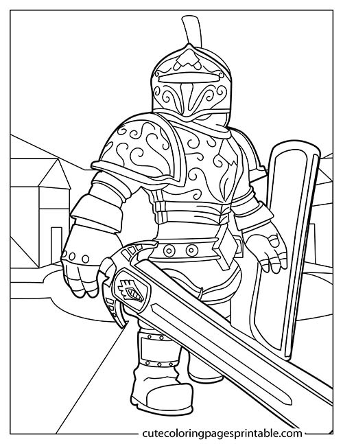 Roblox Coloring Page Of Knight Holding Shield