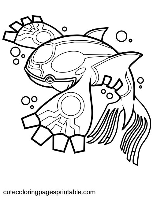 Kyogre Swimming Legendary Pokemon Coloring Page