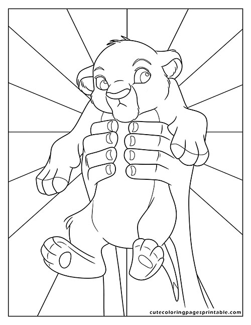 Lion King Cub With Rays Shining Coloring Page Mufasa