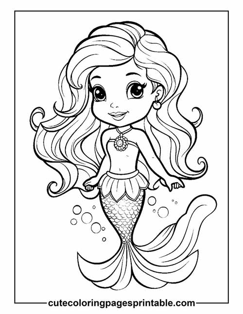 Little Mermaid Playing With Bubbles Coloring Page