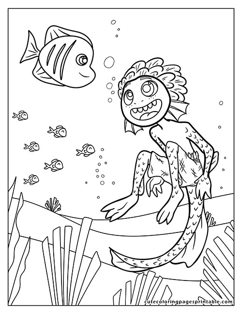 Luca Swimming With Seaweed Coloring Page