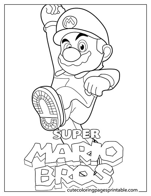 Mario Jumping Super Mario Bros Coloring Page