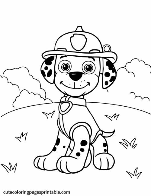 Marshall Wearing Firefighting Helmet Paw Patrol Coloring Page