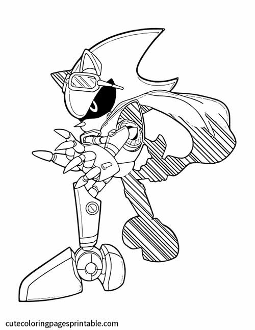 Metal Sonic Pointing With Goggles On Sonic The Hedgehog Coloring Page