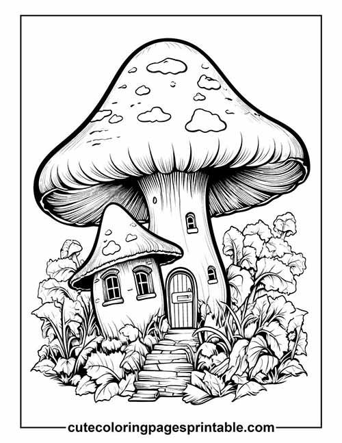 Coloring Page Of Mushroom Houses